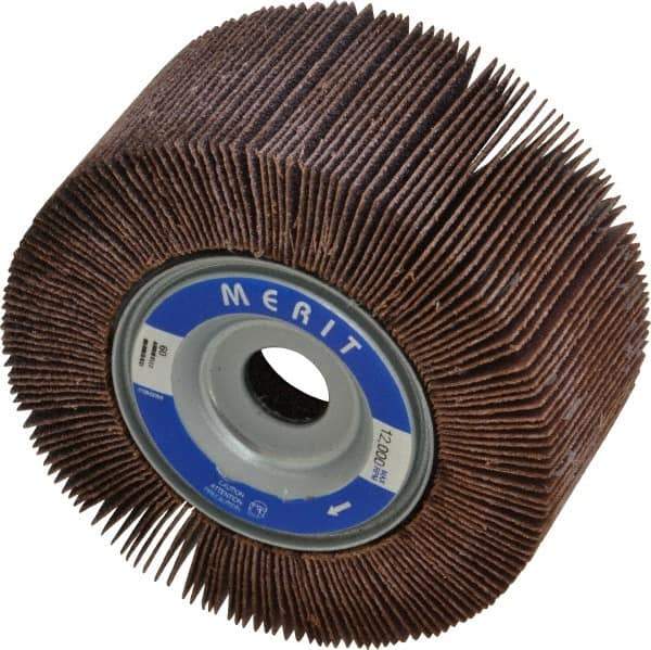 Merit Abrasives - 4" Diam, 60 Grit Aluminum Oxide Unmounted Flap Wheel - 5/8" Hole, 2" Wide, Coated, Medium Grade, 12,000 Max RPM , Cloth Backing - Industrial Tool & Supply