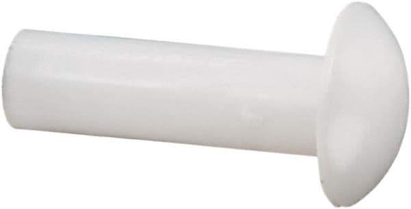 Made in USA - 1/8" Body Diam, Round Acetal Solid Rivet - 7/16" Length Under Head, 1/4" Head Diam x 0.068" Head Height - Industrial Tool & Supply
