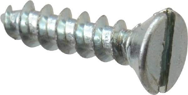 Value Collection - #2, 3/8" OAL, Slotted Drive, Flat Head Wood Screw - Zinc Plated Steel, Grade 2 - Industrial Tool & Supply