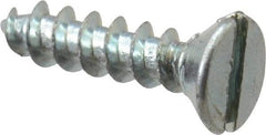 Value Collection - #2, 3/8" OAL, Slotted Drive, Flat Head Wood Screw - Zinc Plated Steel, Grade 2 - Industrial Tool & Supply