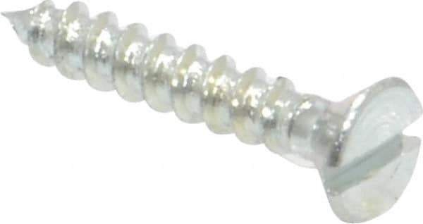 Value Collection - #2, 1/2" OAL, Slotted Drive, Flat Head Wood Screw - Zinc Plated Steel, Grade 2 - Industrial Tool & Supply