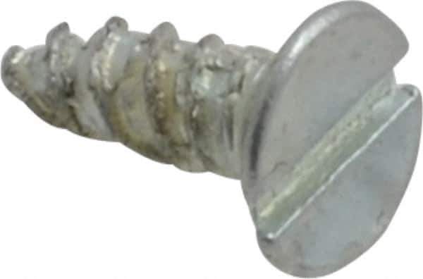 Value Collection - #4, 1/4" OAL, Slotted Drive, Flat Head Wood Screw - Zinc Plated Steel, Grade 2 - Industrial Tool & Supply