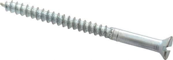 Value Collection - #4, 1-1/2" OAL, Slotted Drive, Flat Head Wood Screw - Zinc Plated Steel, Grade 2 - Industrial Tool & Supply