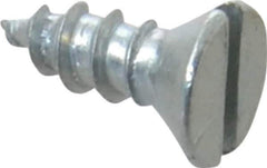 Value Collection - #6, 3/8" OAL, Slotted Drive, Flat Head Wood Screw - Zinc Plated Steel, Grade 2 - Industrial Tool & Supply
