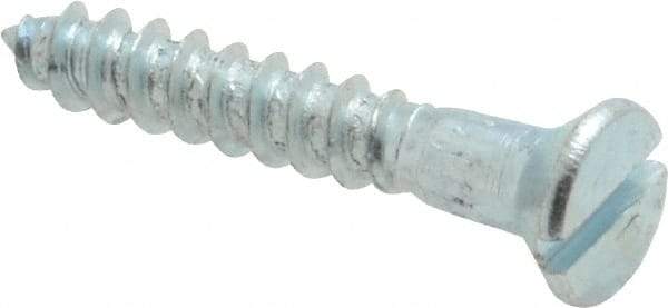 Value Collection - #6, 7/8" OAL, Slotted Drive, Flat Head Wood Screw - Zinc Plated Steel, Grade 2 - Industrial Tool & Supply