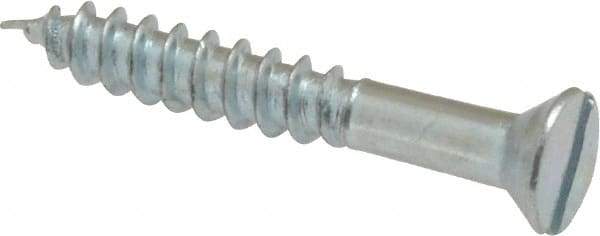 Value Collection - #6, 1" OAL, Slotted Drive, Flat Head Wood Screw - Zinc Plated Steel, Grade 2 - Industrial Tool & Supply
