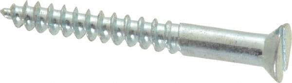 Value Collection - #6, 1-1/4" OAL, Slotted Drive, Flat Head Wood Screw - Zinc Plated Steel, Grade 2 - Industrial Tool & Supply
