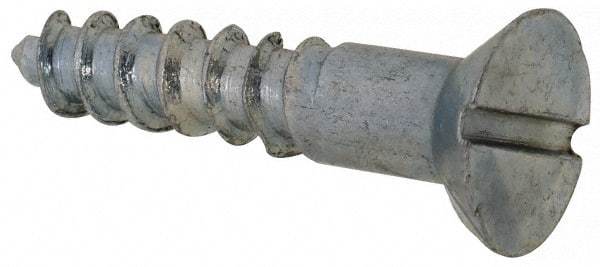 Value Collection - #7, 3/4" OAL, Slotted Drive, Flat Head Wood Screw - Zinc Plated Steel, Grade 2 - Industrial Tool & Supply