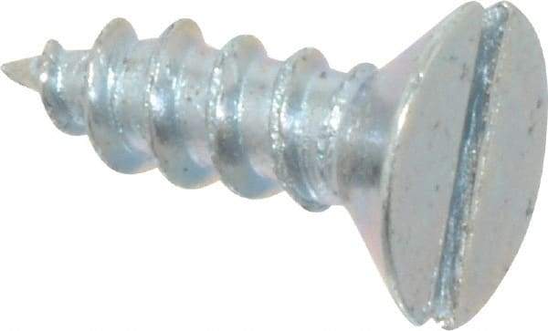 Value Collection - #8, 1/2" OAL, Slotted Drive, Flat Head Wood Screw - Zinc Plated Steel, Grade 2 - Industrial Tool & Supply