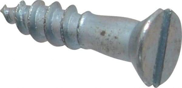Value Collection - #8, 3/4" OAL, Slotted Drive, Flat Head Wood Screw - Zinc Plated Steel, Grade 2 - Industrial Tool & Supply