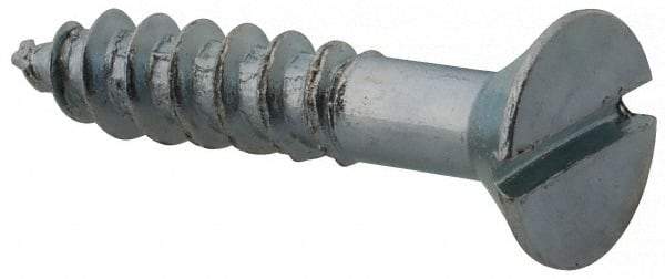 Value Collection - #8, 7/8" OAL, Slotted Drive, Flat Head Wood Screw - Zinc Plated Steel, Grade 2 - Industrial Tool & Supply