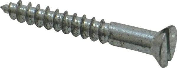 Value Collection - #8, 1-1/4" OAL, Slotted Drive, Flat Head Wood Screw - Zinc Plated Steel, Grade 2 - Industrial Tool & Supply