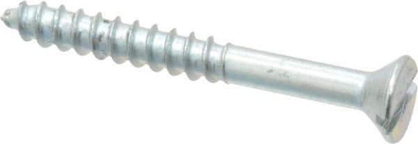 Value Collection - #8, 1-1/2" OAL, Slotted Drive, Flat Head Wood Screw - Zinc Plated Steel, Grade 2 - Industrial Tool & Supply