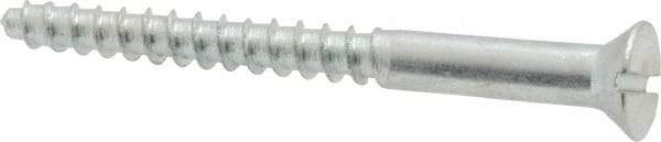 Value Collection - #8, 1-3/4" OAL, Slotted Drive, Flat Head Wood Screw - Zinc Plated Steel, Grade 2 - Industrial Tool & Supply