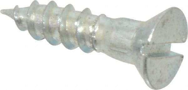 Value Collection - #9, 3/4" OAL, Slotted Drive, Flat Head Wood Screw - Zinc Plated Steel, Grade 2 - Industrial Tool & Supply