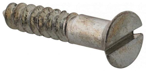 Value Collection - #9, 1" OAL, Slotted Drive, Flat Head Wood Screw - Zinc Plated Steel, Grade 2 - Industrial Tool & Supply