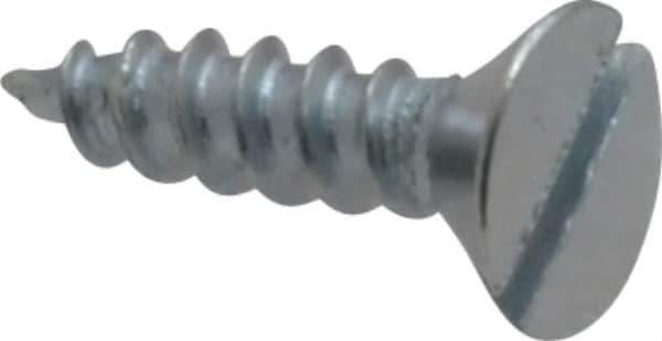 Value Collection - #10, 3/4" OAL, Slotted Drive, Flat Head Wood Screw - Zinc Plated Steel, Grade 2 - Industrial Tool & Supply