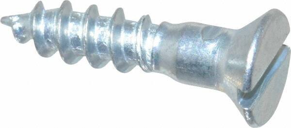 Value Collection - #10, 7/8" OAL, Slotted Drive, Flat Head Wood Screw - Zinc Plated Steel, Grade 2 - Industrial Tool & Supply