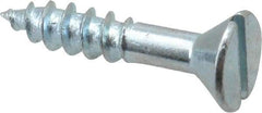 Value Collection - #10, 1" OAL, Slotted Drive, Flat Head Wood Screw - Zinc Plated Steel, Grade 2 - Industrial Tool & Supply