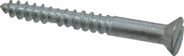 Value Collection - #10, 1-3/4" OAL, Slotted Drive, Flat Head Wood Screw - Zinc Plated Steel, Grade 2 - Industrial Tool & Supply