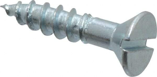 Value Collection - #12, 1" OAL, Slotted Drive, Flat Head Wood Screw - Zinc Plated Steel, Grade 2 - Industrial Tool & Supply