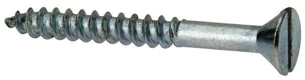 Value Collection - #12, 2" OAL, Slotted Drive, Flat Head Wood Screw - Zinc Plated Steel, Grade 2 - Industrial Tool & Supply