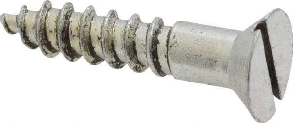 Value Collection - #14, 1-1/4" OAL, Slotted Drive, Flat Head Wood Screw - Zinc Plated Steel, Grade 2 - Industrial Tool & Supply