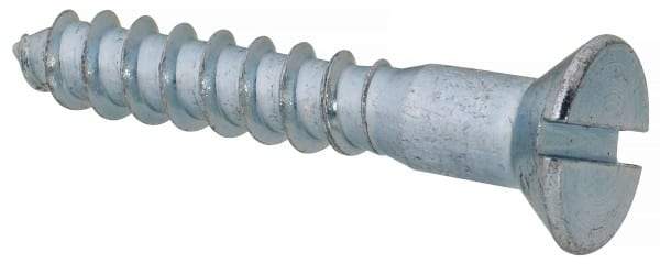 Value Collection - #14, 1-1/2" OAL, Slotted Drive, Flat Head Wood Screw - Zinc Plated Steel, Grade 2 - Industrial Tool & Supply