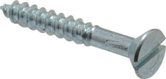 Value Collection - #14, 1-3/4" OAL, Slotted Drive, Flat Head Wood Screw - Zinc Plated Steel, Grade 2 - Industrial Tool & Supply