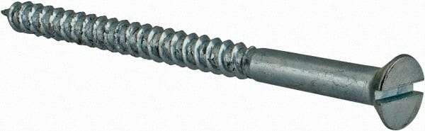 Value Collection - #14, 3-1/2" OAL, Slotted Drive, Flat Head Wood Screw - Zinc Plated Steel, Grade 2 - Industrial Tool & Supply