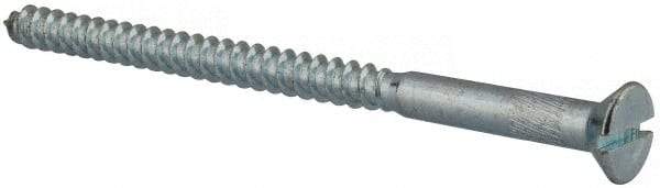 Value Collection - #14, 4" OAL, Slotted Drive, Flat Head Wood Screw - Zinc Plated Steel, Grade 2 - Industrial Tool & Supply