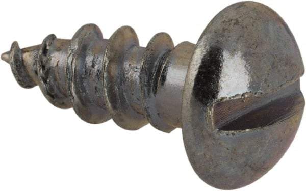Value Collection - #10, 1/2" Length Under Head, Slotted Drive, Round Head Wood Screw - Zinc Plated Steel, Grade 2 - Industrial Tool & Supply