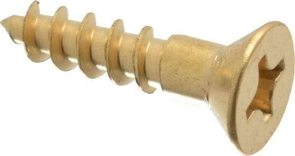 Value Collection - #12, 1" OAL, Phillips Drive, Flat Head Wood Screw - Brass - Industrial Tool & Supply