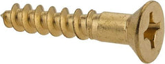 Value Collection - #12, 1-1/4" OAL, Phillips Drive, Flat Head Wood Screw - Brass - Industrial Tool & Supply
