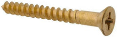 Value Collection - #12, 2" OAL, Phillips Drive, Flat Head Wood Screw - Brass - Industrial Tool & Supply