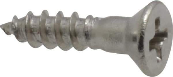 Value Collection - #4, 1/2" OAL, Phillips Drive, Flat Head Wood Screw - Stainless Steel, Grade 18-8 - Industrial Tool & Supply