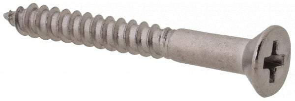 Value Collection - #4, 1" OAL, Phillips Drive, Flat Head Wood Screw - Stainless Steel, Grade 18-8 - Industrial Tool & Supply