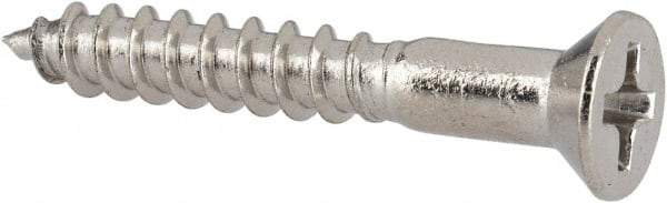 Value Collection - #6, 1" OAL, Phillips Drive, Flat Head Wood Screw - Stainless Steel, Grade 18-8 - Industrial Tool & Supply