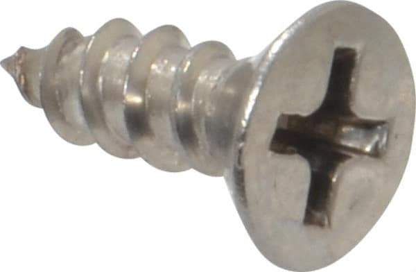 Value Collection - #8, 1/2" OAL, Phillips Drive, Flat Head Wood Screw - Stainless Steel, Grade 18-8 - Industrial Tool & Supply