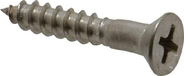 Value Collection - #8, 1" OAL, Phillips Drive, Flat Head Wood Screw - Stainless Steel, Grade 18-8 - Industrial Tool & Supply