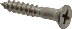 Value Collection - #8, 1" OAL, Phillips Drive, Flat Head Wood Screw - Stainless Steel, Grade 18-8 - Industrial Tool & Supply