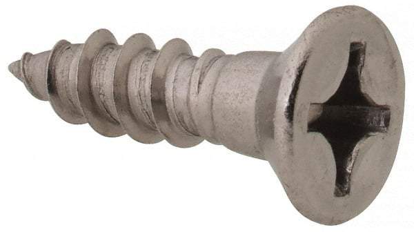 Value Collection - #10, 3/4" OAL, Phillips Drive, Flat Head Wood Screw - Stainless Steel, Grade 18-8 - Industrial Tool & Supply