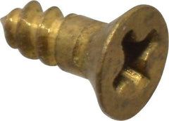 Value Collection - #2, 1/4" OAL, Phillips Drive, Flat Head Wood Screw - Brass - Industrial Tool & Supply