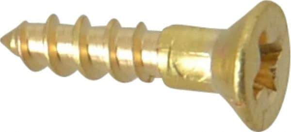 Value Collection - #2, 3/8" OAL, Phillips Drive, Flat Head Wood Screw - Brass - Industrial Tool & Supply