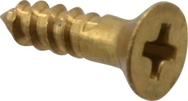 Value Collection - #3, 3/8" OAL, Phillips Drive, Flat Head Wood Screw - Brass - Industrial Tool & Supply