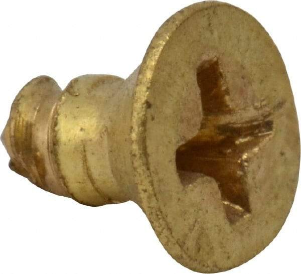 Value Collection - #4, 1/4" OAL, Phillips Drive, Flat Head Wood Screw - Brass - Industrial Tool & Supply