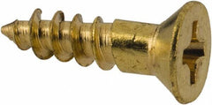 Value Collection - #5, 1/2" OAL, Phillips Drive, Flat Head Wood Screw - Brass - Industrial Tool & Supply
