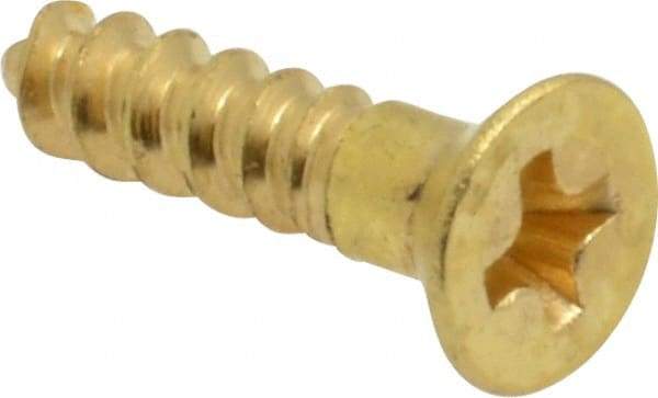 Value Collection - #5, 5/8" OAL, Phillips Drive, Flat Head Wood Screw - Brass - Industrial Tool & Supply