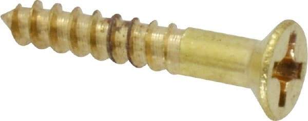 Value Collection - #5, 3/4" OAL, Phillips Drive, Flat Head Wood Screw - Brass - Industrial Tool & Supply