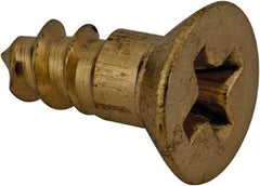 Value Collection - #6, 3/8" OAL, Phillips Drive, Flat Head Wood Screw - Brass - Industrial Tool & Supply